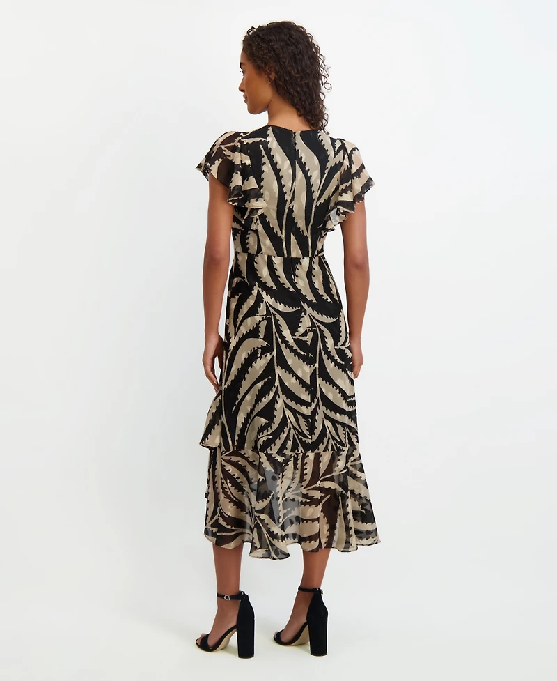 kensie Women's Printed Burnout Chiffon A-Line Dress