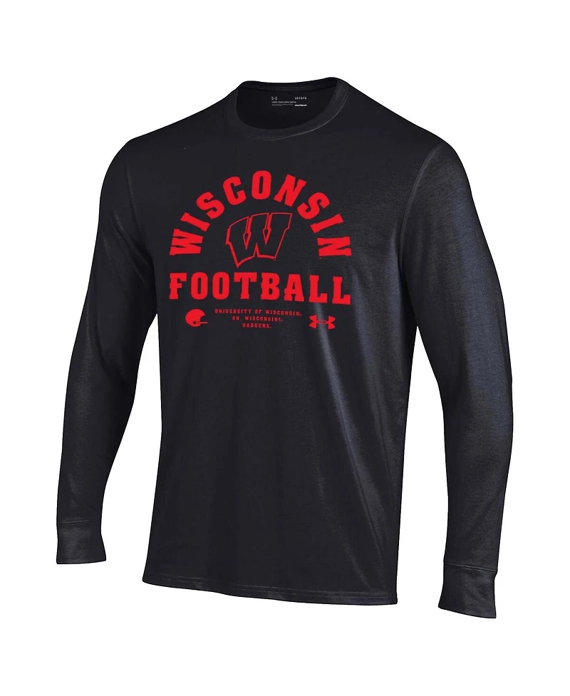 Under Armour Men's Wisconsin Badgers 2025 Sideline Football Performance Cotton Long Sleeve T-Shirt