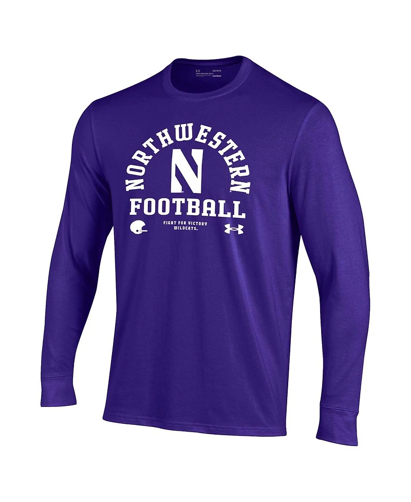 Under Armour Men's Purple Northwestern Wildcats 2025 Sideline Football Performance Cotton Long Sleeve T-Shirt