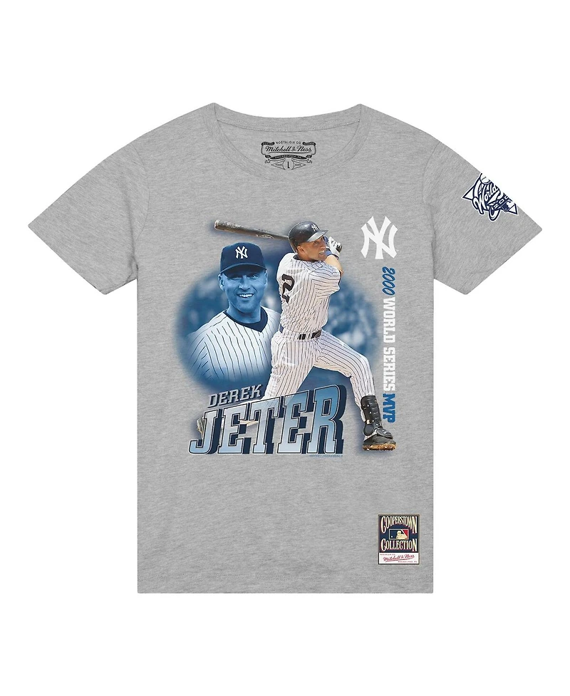 Mitchell & Ness Men's Derek Jeter Heather Gray New York Yankees 2000 Subway Series Mvp T-Shirt