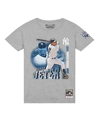 Mitchell & Ness Men's Derek Jeter Heather Gray New York Yankees 2000 Subway Series Mvp T-Shirt
