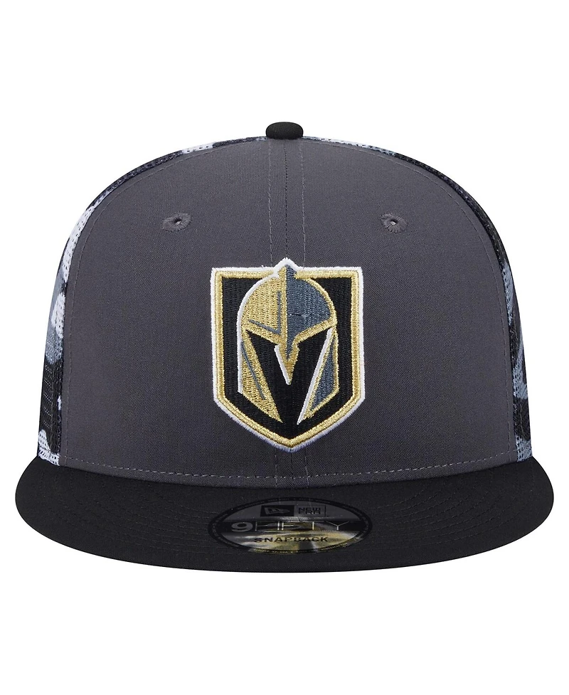New Era Men's Gray/Black Vegas Golden Knights Camo Meshback 9FIFTY Snapback Hat