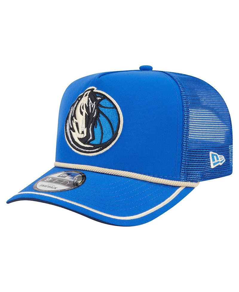New Era Men's Blue Dallas Mavericks Team Rope A-Frame 9FIFTY Snapback Hat