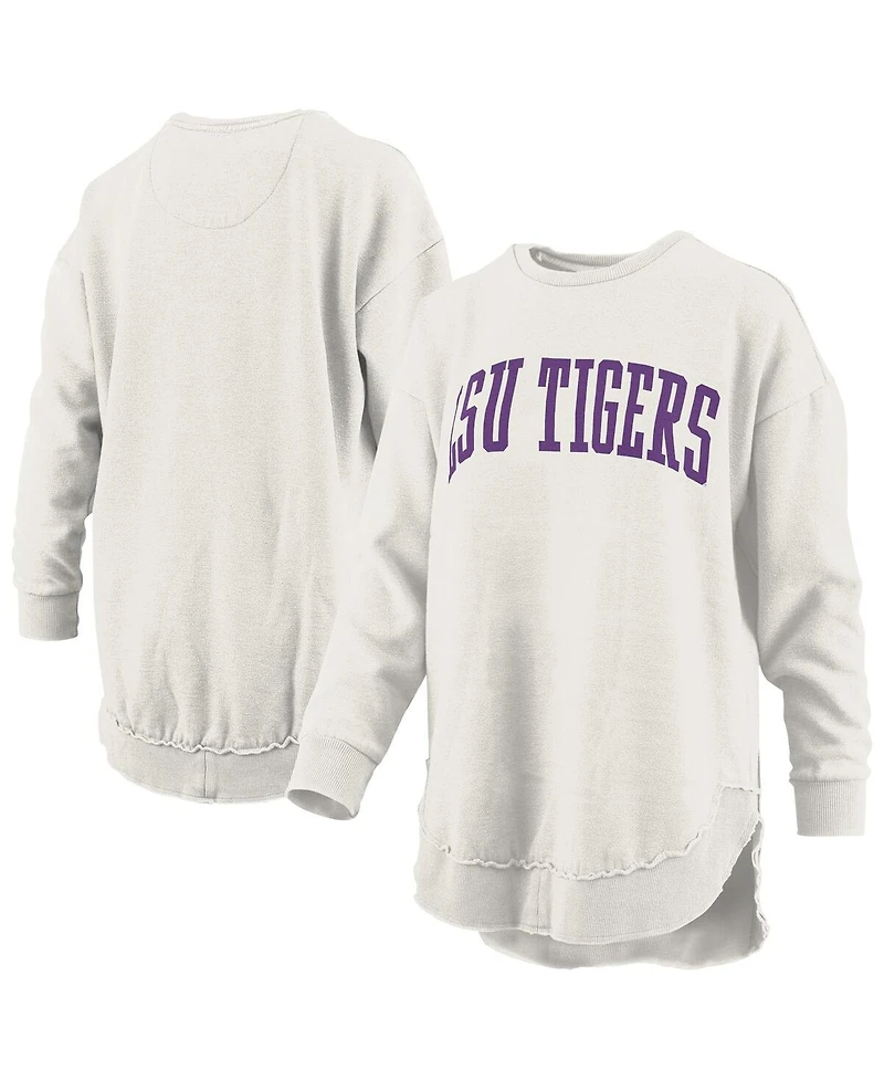 Pressbox Women's Oatmeal Lsu Tigers Melange Poncho Vintage Fleece Long Sleeve Pullover Sweatshirt