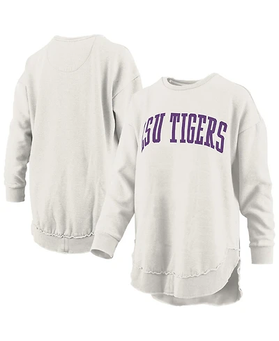 Pressbox Women's Oatmeal Lsu Tigers Melange Poncho Vintage Fleece Long Sleeve Pullover Sweatshirt