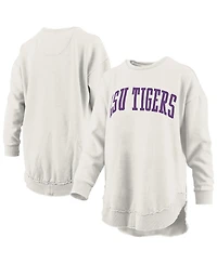 Pressbox Women's Oatmeal Lsu Tigers Melange Poncho Vintage Fleece Long Sleeve Pullover Sweatshirt