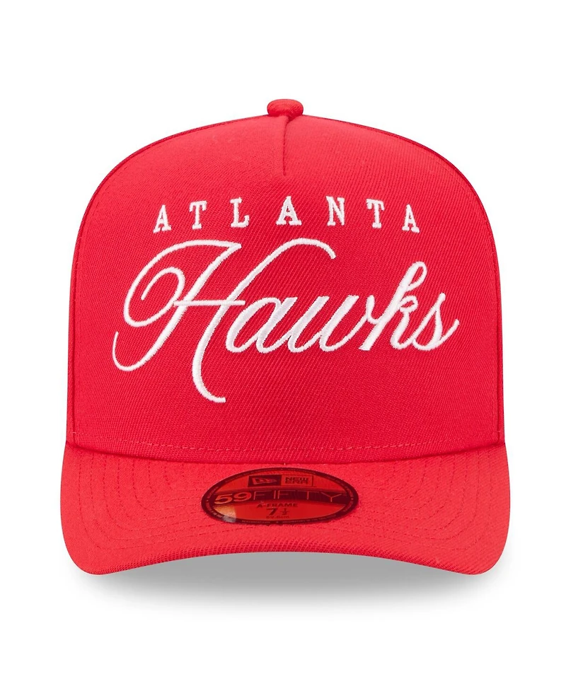 New Era Men's Red Atlanta Hawks 2025 Nba Draft A-Frame 59FIFTY Fitted Hat