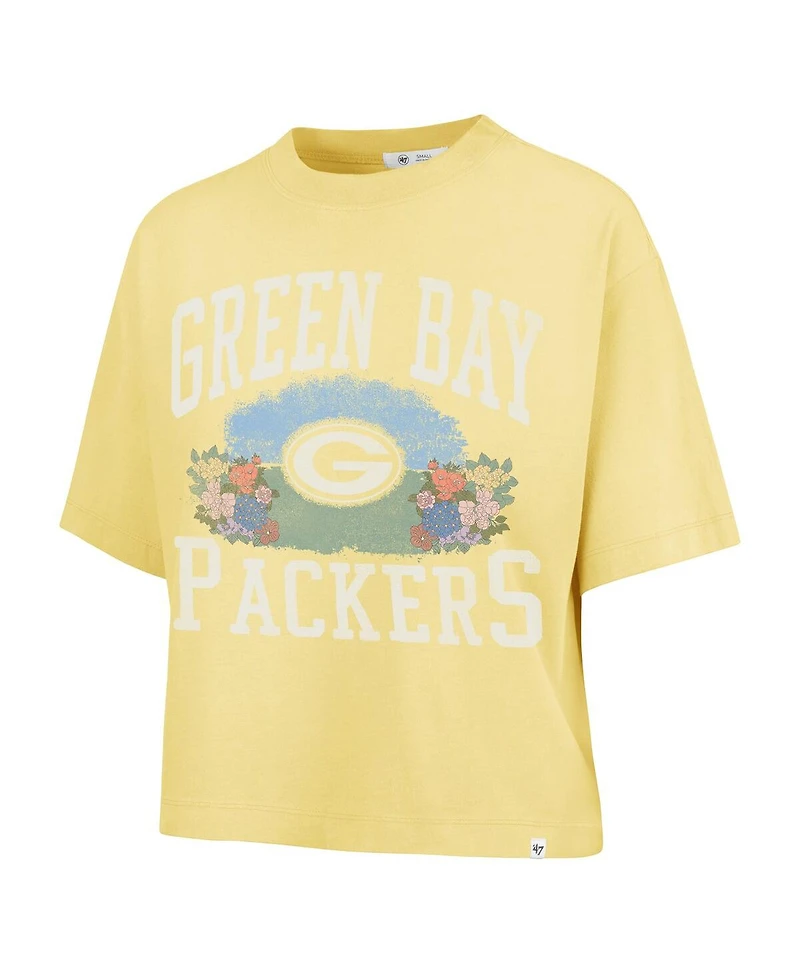 '47 Brand Women's Yellow Green Bay Packers Florentina Montauk Cropped T-Shirt