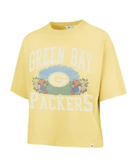 '47 Brand Women's Yellow Green Bay Packers Florentina Montauk Cropped T-Shirt