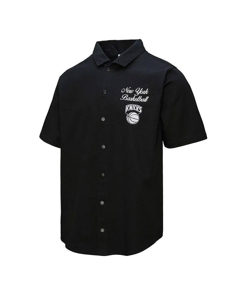 Mitchell & Ness Men's Black New York Knicks Hardwood Classics Camp Shirt