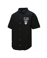 Mitchell & Ness Men's Black New York Knicks Hardwood Classics Camp Shirt