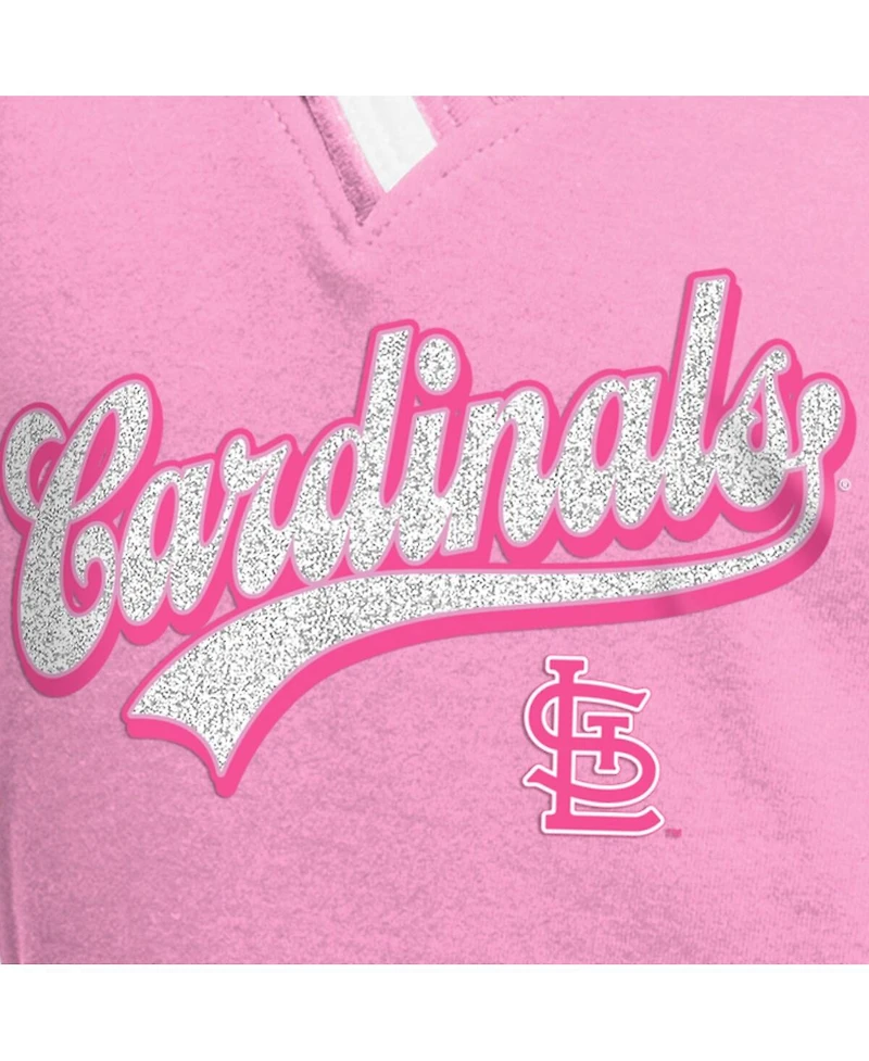 New Era Big Girls Pink St. Louis Cardinals Mommy Me Raglan V-Neck T-Shirt