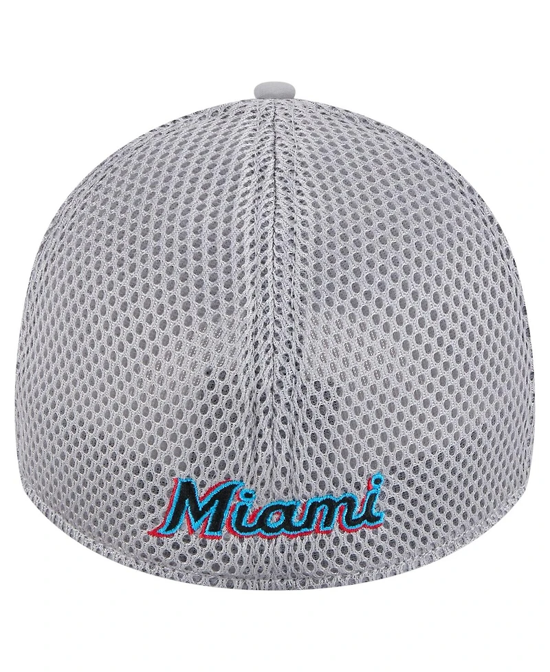 New Era Men's Gray Miami Marlins Linear 39THIRTY Flex Hat