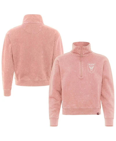 Sportiqe Women's Pink Inter Miami Cf Iggy Washed Cropped Quarter-Zip Pullover