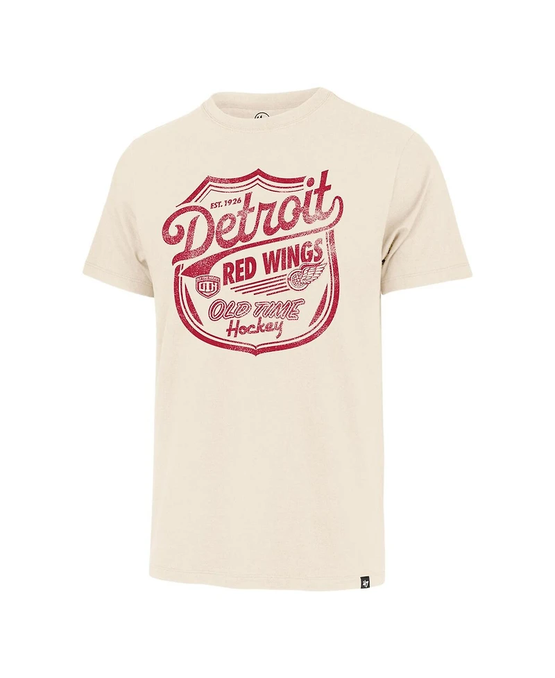 '47 Brand Men's Cream Detroit Red Wings Poke Check Franklin T-Shirt