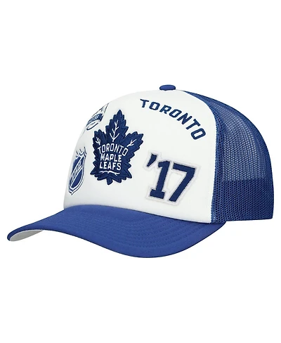 Mitchell & Ness Men's White/Blue Toronto Maple Leaf's Gridlock Trucker Adjustable Hat