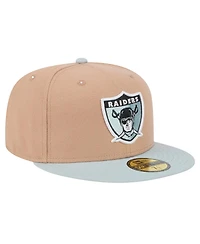 New Era Men's Tan Oakland Raiders Gridiron Classics Throwback Logo Main 59FIFTY Fitted Hat