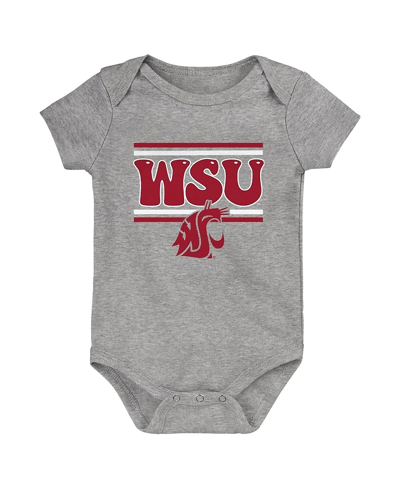 Outerstuff Newborn 3-Pack Crimson Washington State Cougars Sunday Comics Bodysuit Set