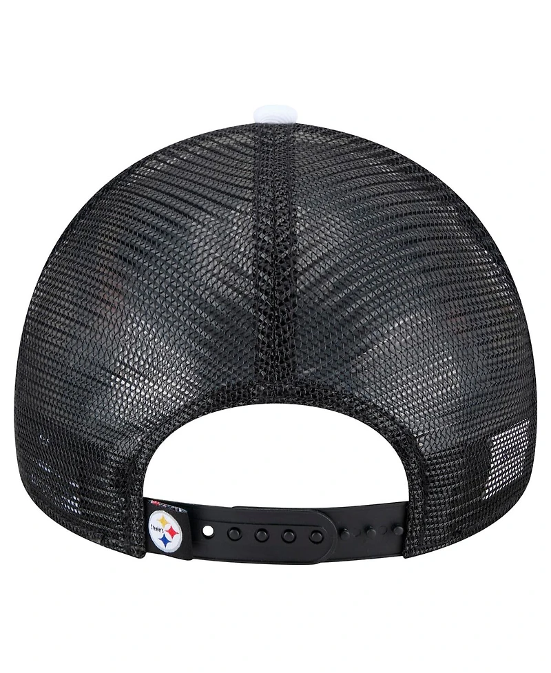 New Era Preschool Black Pittsburgh Steelers Sport Night Color Block 9FORTY A-Frame Trucker Adjustable Hat