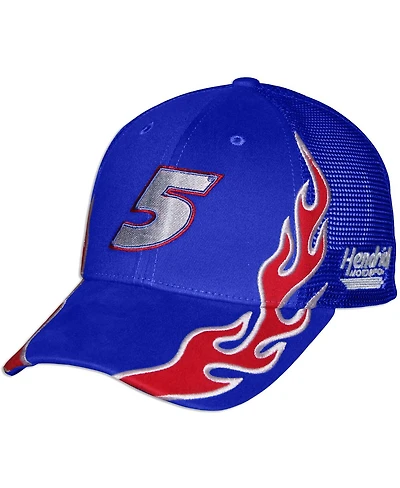 Checkered Flag Sports Big Boys and Girls Blue Kyle Larson HendrickCars.com Flame Trucker Adjustable Hat
