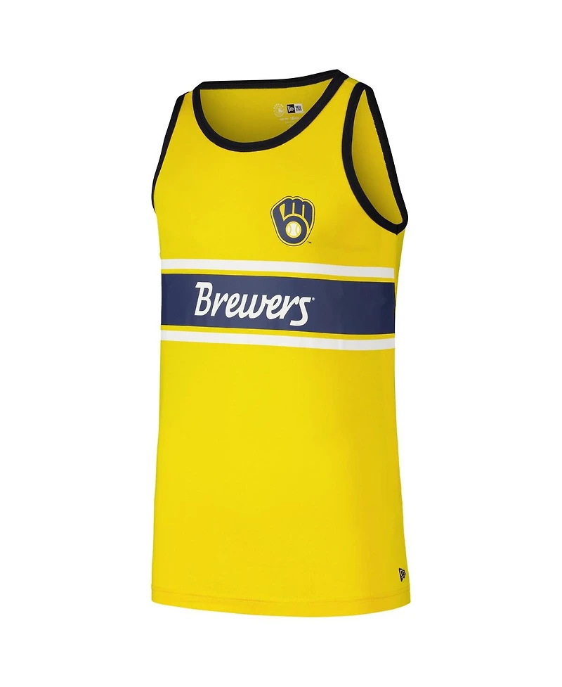 New Era Men's Gold Milwaukee Brewers Jersey Ringer Tank Top