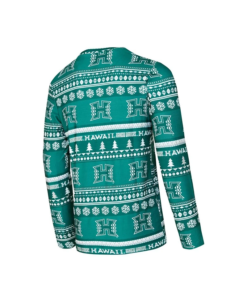 Concepts Sport Men's 2-Pieace Green Hawaii Rainbow Warriors Swivel Long Sleeve Top and Pants Sleep Set