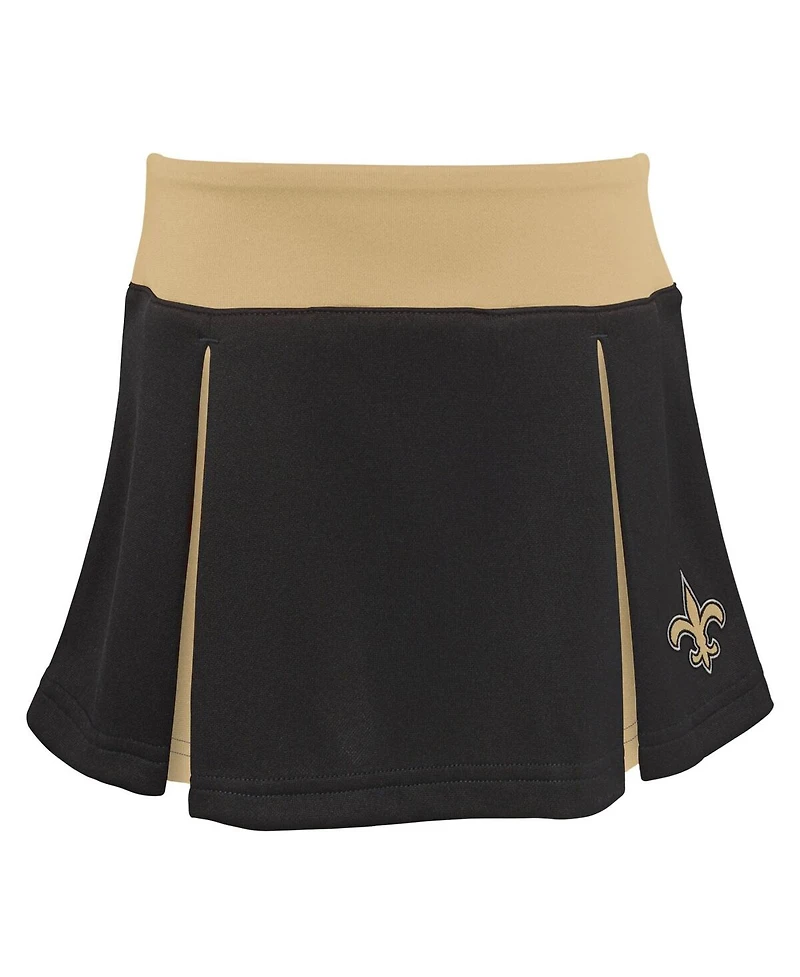 Outerstuff Girls Preschool Black New Orleans Saints Spirit Cheerleader Two-Piece Set with Bloomers