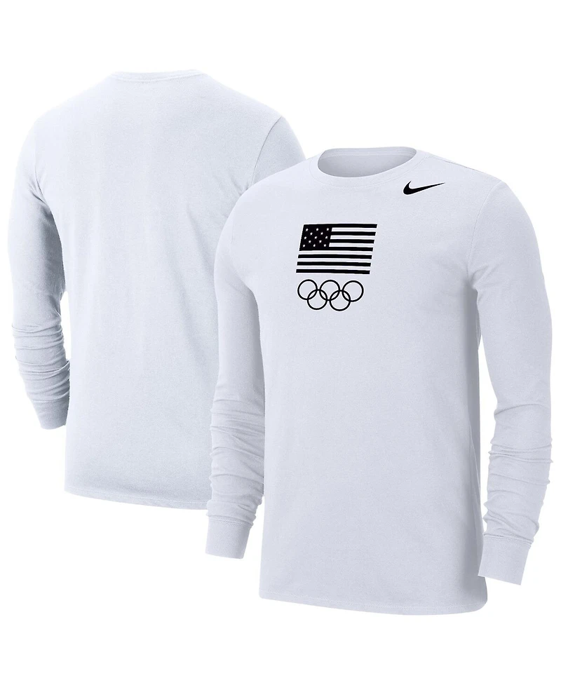 Nike Men's White Team Usa Performance Long Sleeve T-Shirt