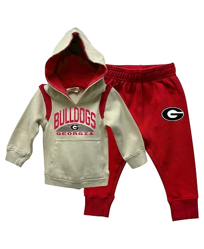 Wes & Willy Baby Boys and Girls Georgia Bulldogs Color Block Pullover Hoodie Sweatpants Set