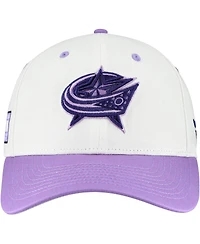 Fanatics Men's White/Lavender Columbus Blue Jackets Authentic Pro Hockey Fights Cancer Adjustable Hat