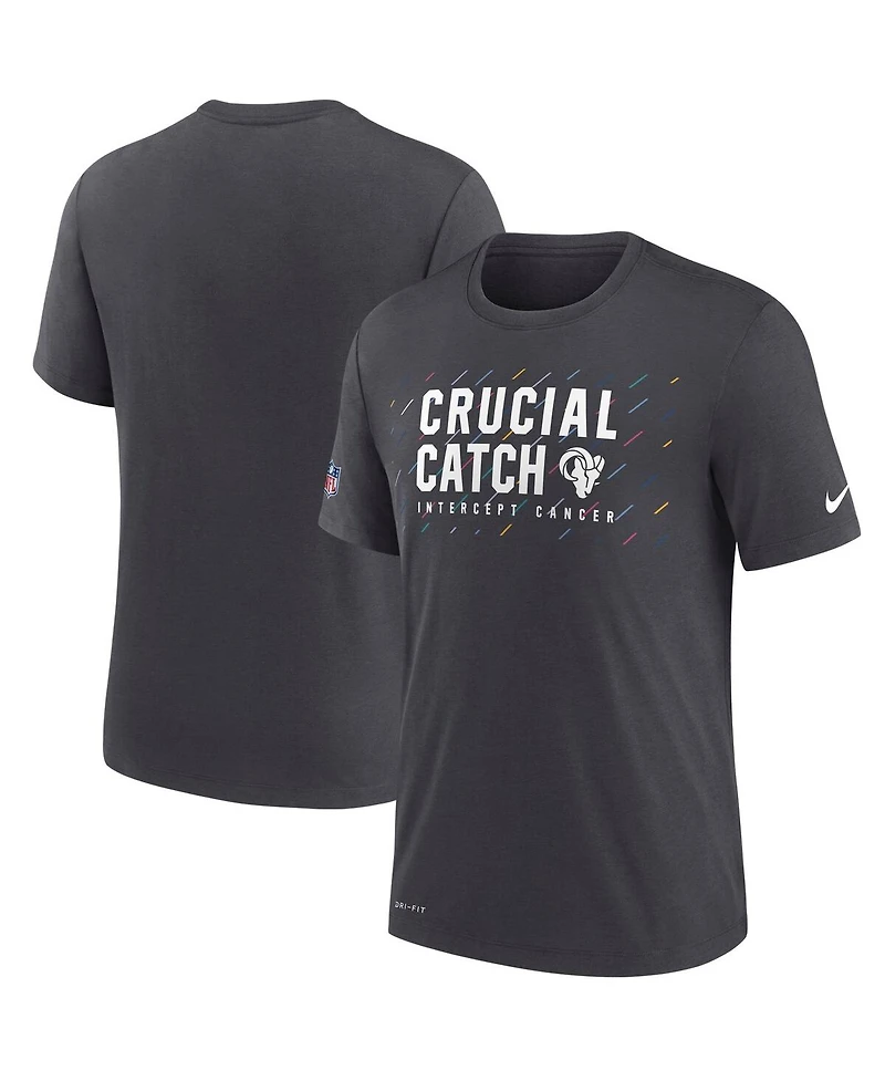 Nike Men's Charcoal Los Angeles Rams Nfl Crucial Catch Performance T-Shirt