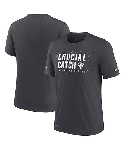 Nike Men's Charcoal Los Angeles Rams Nfl Crucial Catch Performance T-Shirt