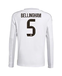 Adidas Big Boys and Girls Jude Bellingham White Real Madrid 2025/26 Home Replica Long Sleeve Jersey