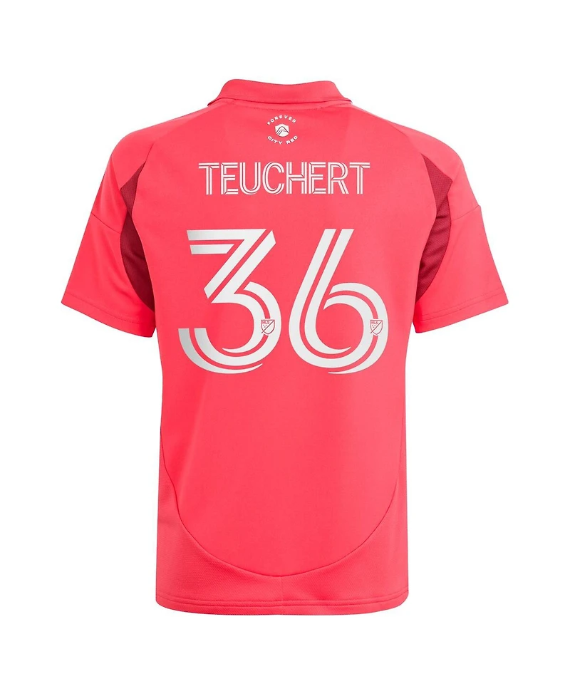 Adidas Big Boys and Girls Cedric Teuchert Pink St. Louis City Sc 2025 Forever Red Replica Player Jersey