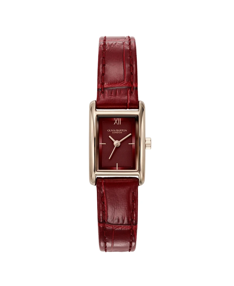Olivia Burton Women's Mini Grove Cherry Leather Calfskin Strap Watch, 16mm