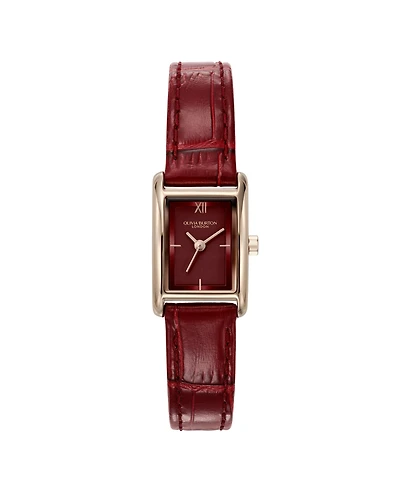 Olivia Burton Women's Mini Grove Cherry Leather Calfskin Strap Watch, 16mm