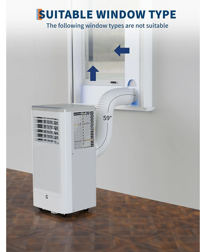 10,000 Btu Portable Ac with Heater, 3-in-1 Cooling, Fan & Dehumidifier for Room Up to 350 Sq.Ft