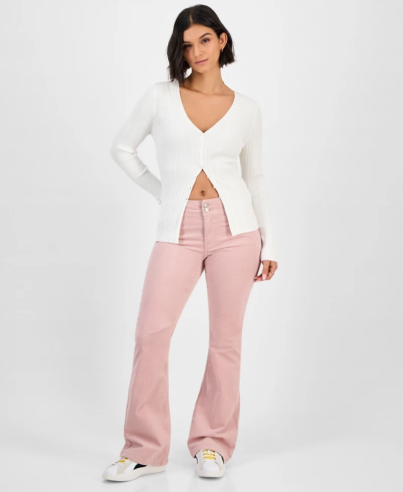 Celebrity Pink Juniors' Corduroy Double-Button Bootcut Pants