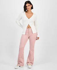 Celebrity Pink Juniors' Corduroy Double-Button Bootcut Pants
