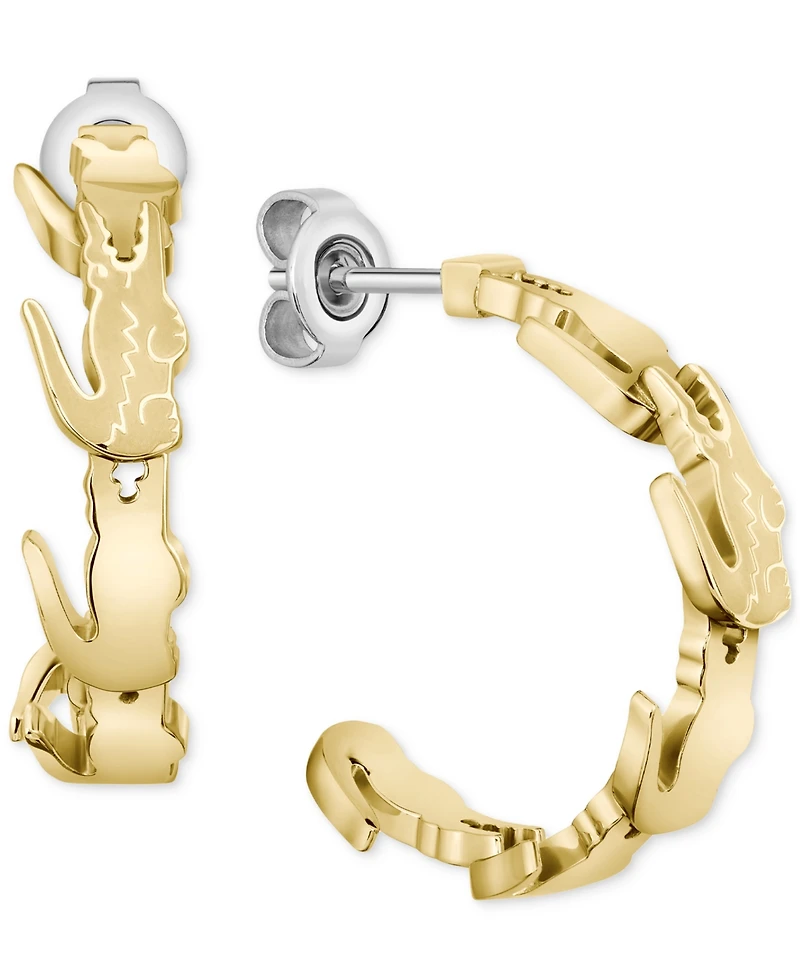 Lacoste Small Crocodile C-Hoop Earrings, 0.80"