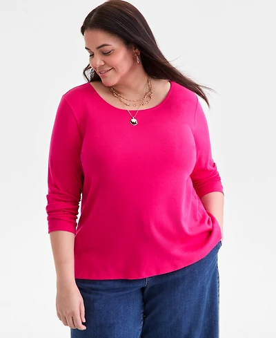 Style & Co Plus Scoop-Neck Long-Sleeve Top