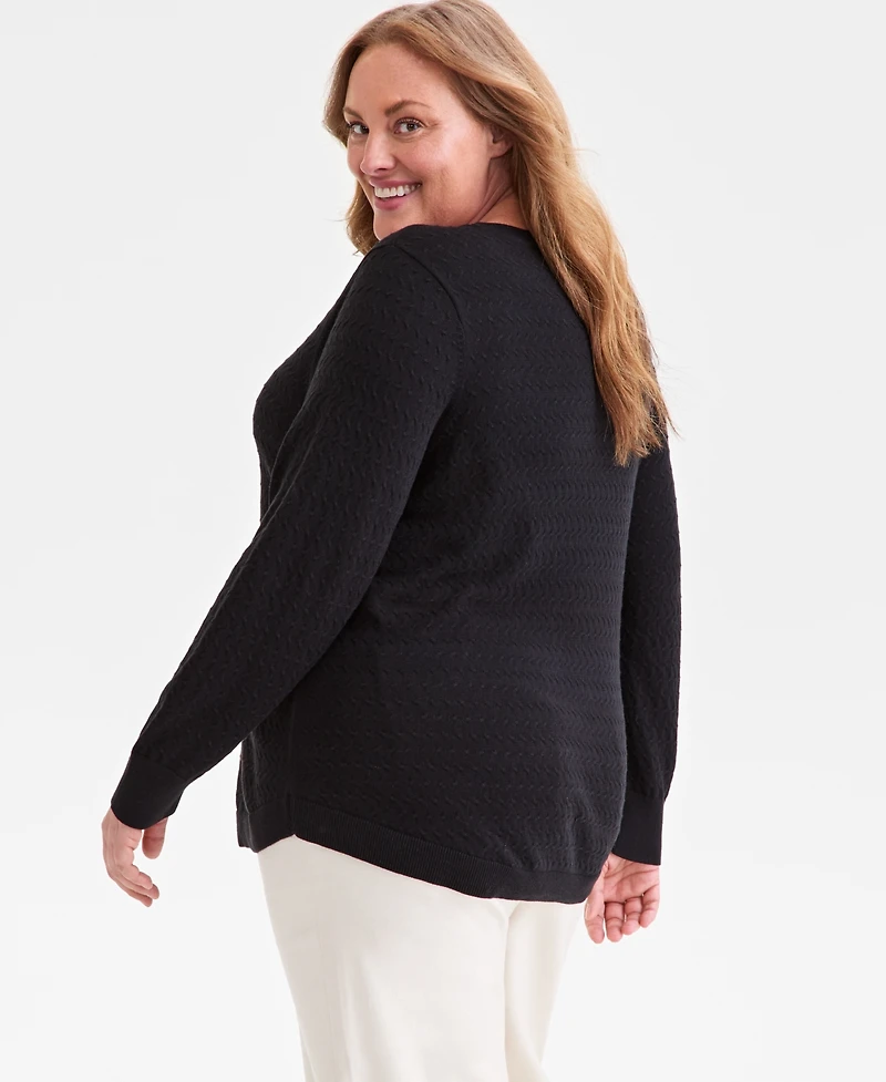 Style & Co Plus Solid Crewneck Sweater, Macy's Exclusive