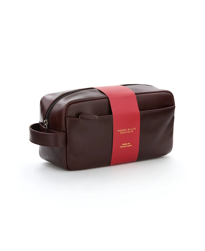 Perry Ellis Portfolio Men's Leather Travel Kit