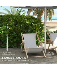 Flynama 5.7' Portable Beach Umbrella with Tilt, Adjustable Height, 2 Cup Holders & Hooks, Uv 40+ Ruffled Outdoor Umbrella with Vented Canopy