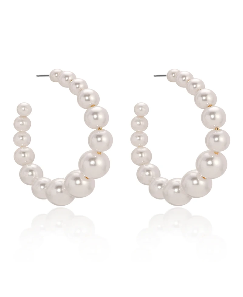 Ettika Cultured Pearl Bubble Hoops Earrings
