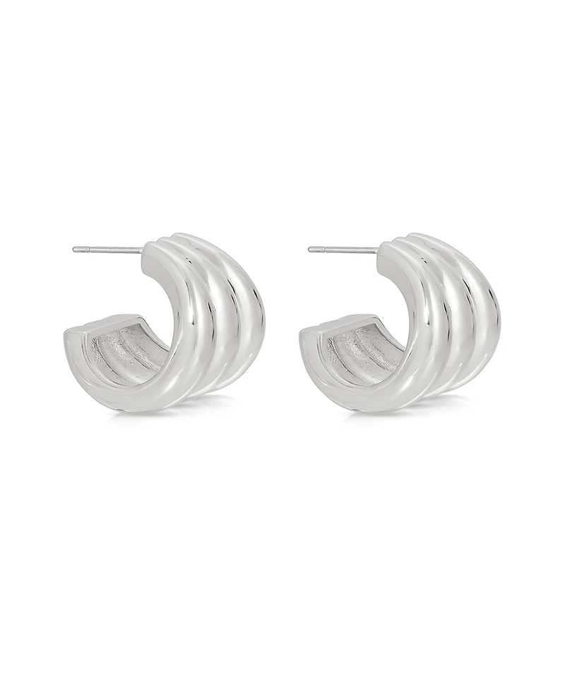 Ettika Triple Ribbed Hoops Earrings