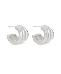 Ettika Triple Ribbed Hoops Earrings