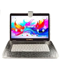 Linsay 10.1" Octa Core 256GB Storage Android 15 Tablet with Silver Keyboard