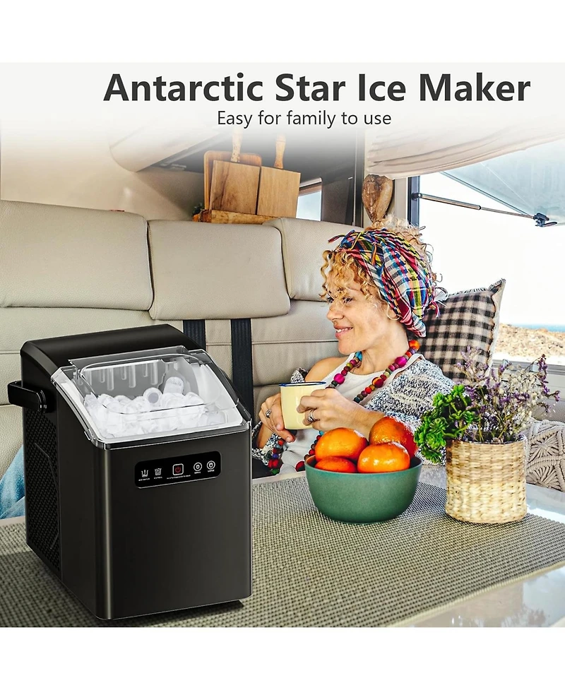 Cowsar Countertop Ice Maker,Portable Ice Machine with Handle,26 lbs Per Day, 9 Ice Cubes in 6 Mins,self-Cleaning Ice Maker with Scoop and Basket , for