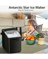 Cowsar Countertop Ice Maker,Portable Ice Machine with Handle,26 lbs Per Day, 9 Ice Cubes in 6 Mins,self-Cleaning Ice Maker with Scoop and Basket , for